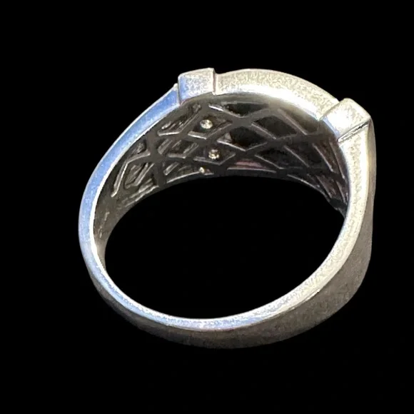 Gems En Vogue Michael Valitutti Mens Onyx Zircon 925 Silver Rhodium Plated Ring